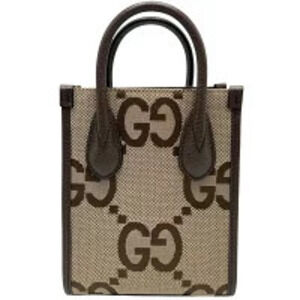 Gucci Canvas Bag Handbag Tote Brown Shoulder GG Jumbo Beige Crossbody